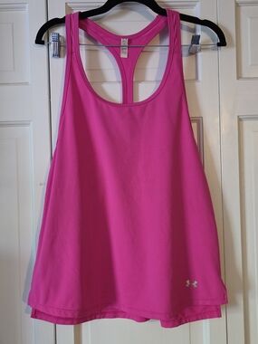 Hot Pink Under Armour HeatGear Racerback Tank Top Small Athletic